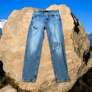 Lucky Brand Women’s Distressed Straight Leg 5 Pocket Jeans Blue 0/26